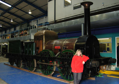 lady with railway locomotive