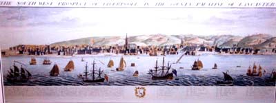 Painting showing 18th century sailing boats in the River Mersey