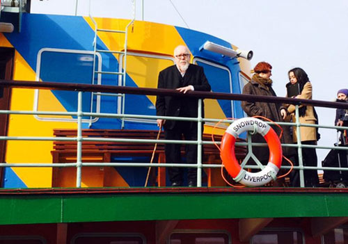 artist Sir Peter Blake on the colourfully decorated ferry