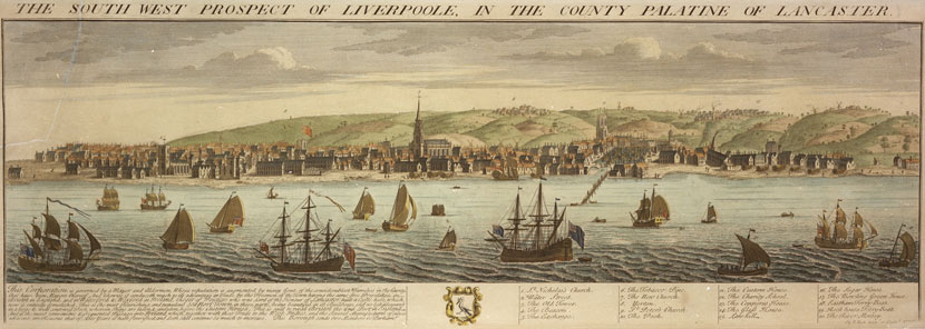 painting showing an old view of Liverpool from the river