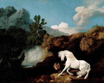Painting of a horse and a lion