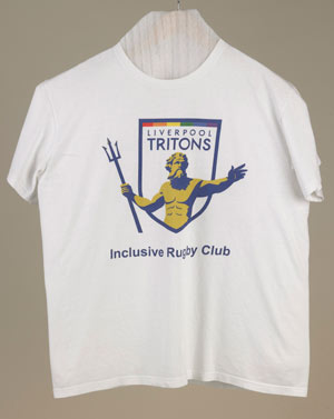Tritons Rugby Club tshirt with a picture of Neptune holding a trident
