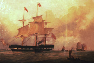 painting of a large sailing ship
