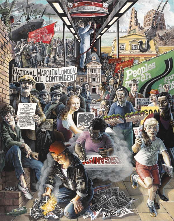 Unemployment on Merseyside, a mural by Mike Jones