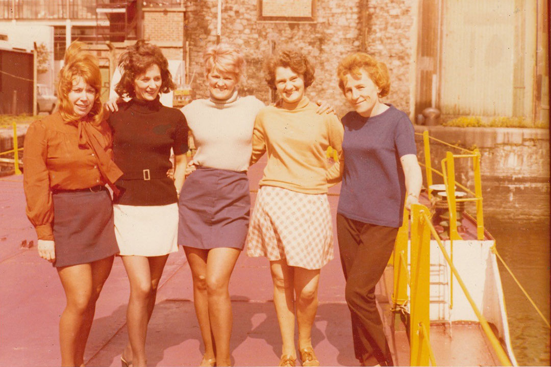 women on the deck of the ship in the 1970s