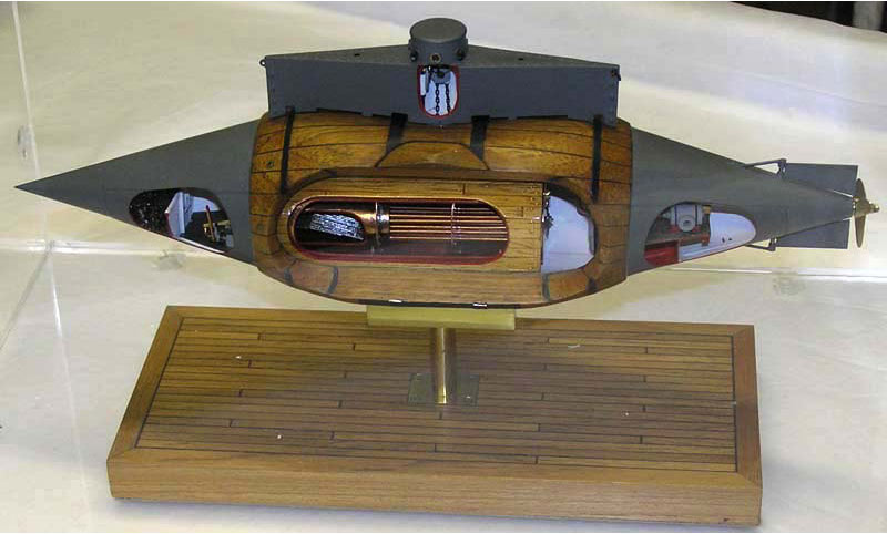 model of an old wooden submarine