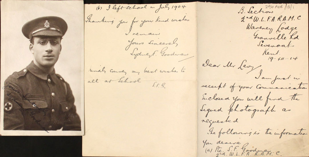 Sydney Goodman in uniform, with a hand written letter