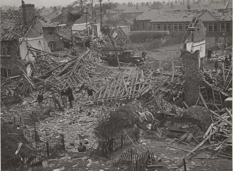 debris of bombed buildings