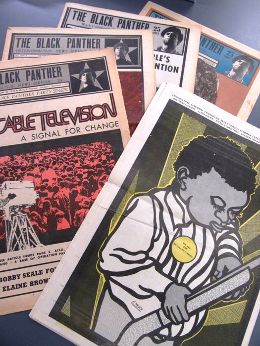 Copies of the Black Panther newspaper