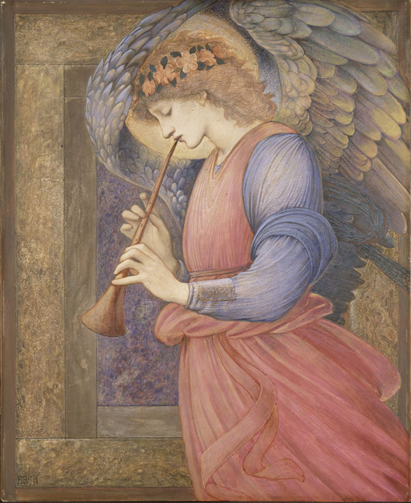 angel playing a long flute