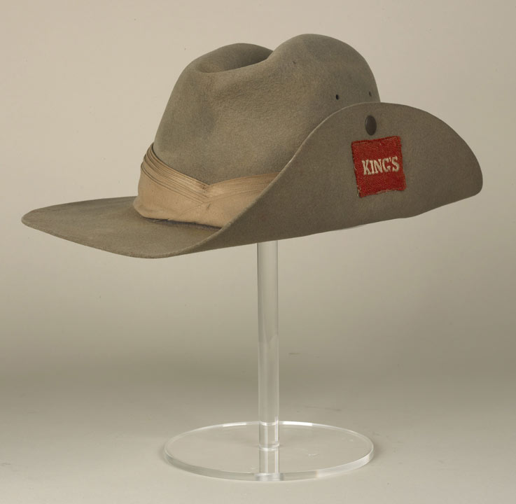 wide brimmed hat with King's Regiment embroidered badge