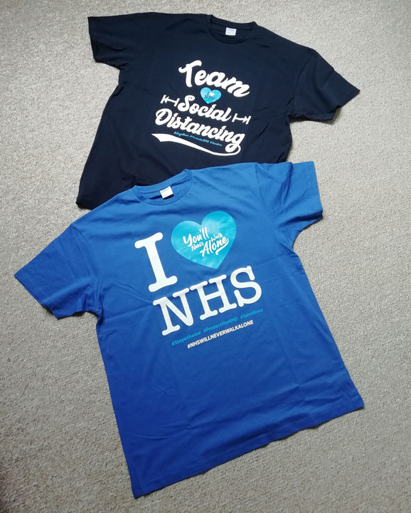 t-shirts with slogans supporting the NHS