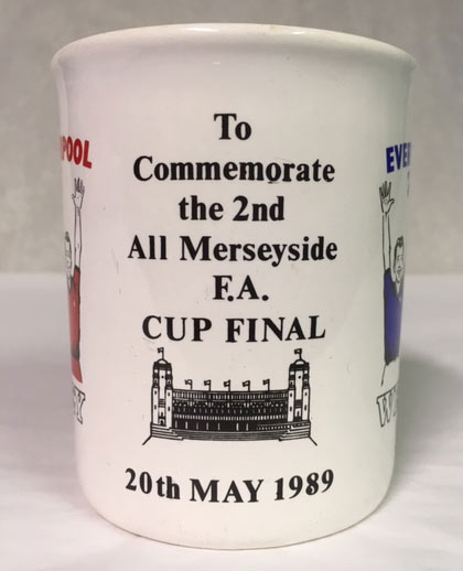 text on side of mug: To commemorate the 2nd all Merseyside FA Cup Final 20 May 1989