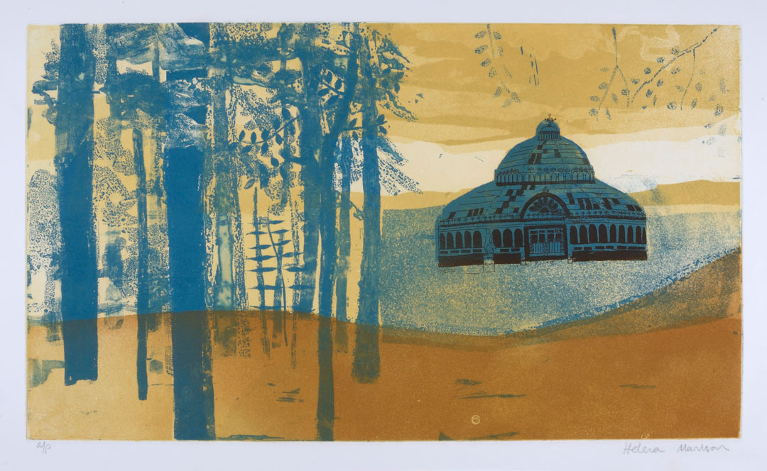 print showing the Palm House in Sefton Park