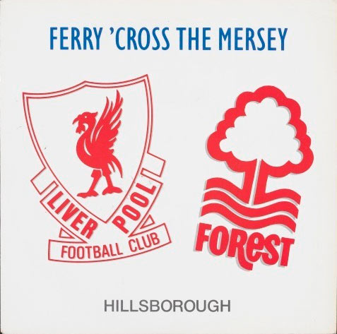record sleeve with football club logos on the front