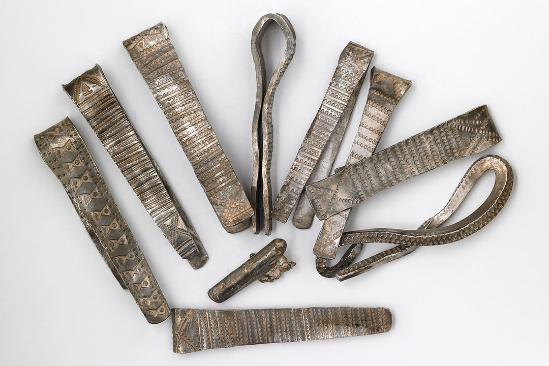 flattened pieces of silver Viking jewellery