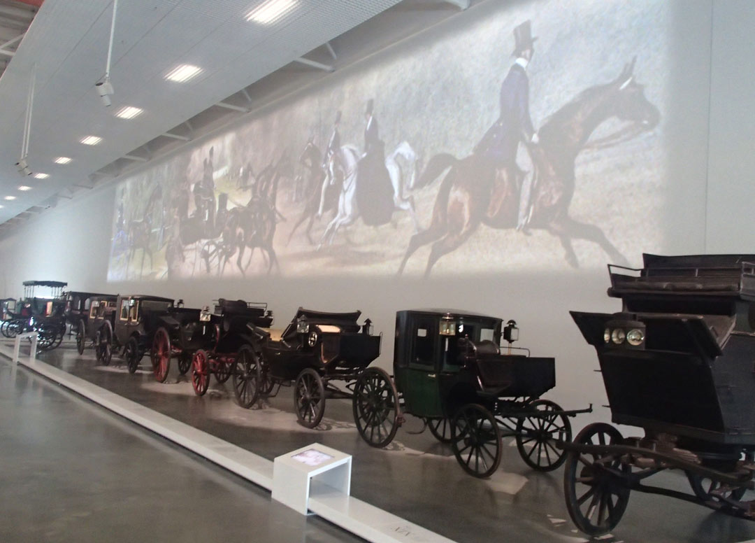 horse drawn coaches in museum display