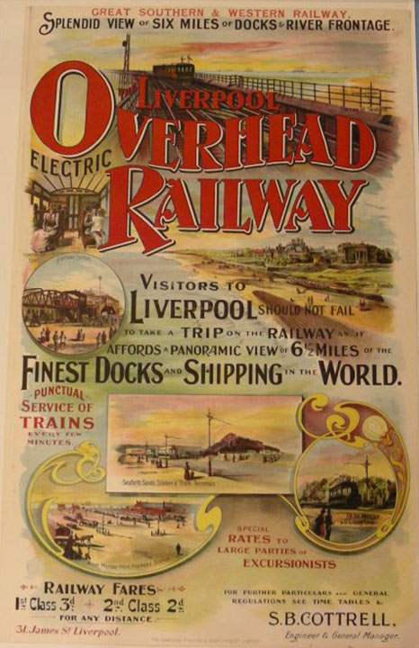 vintage poster advertising Liverpool's Overhead Railway