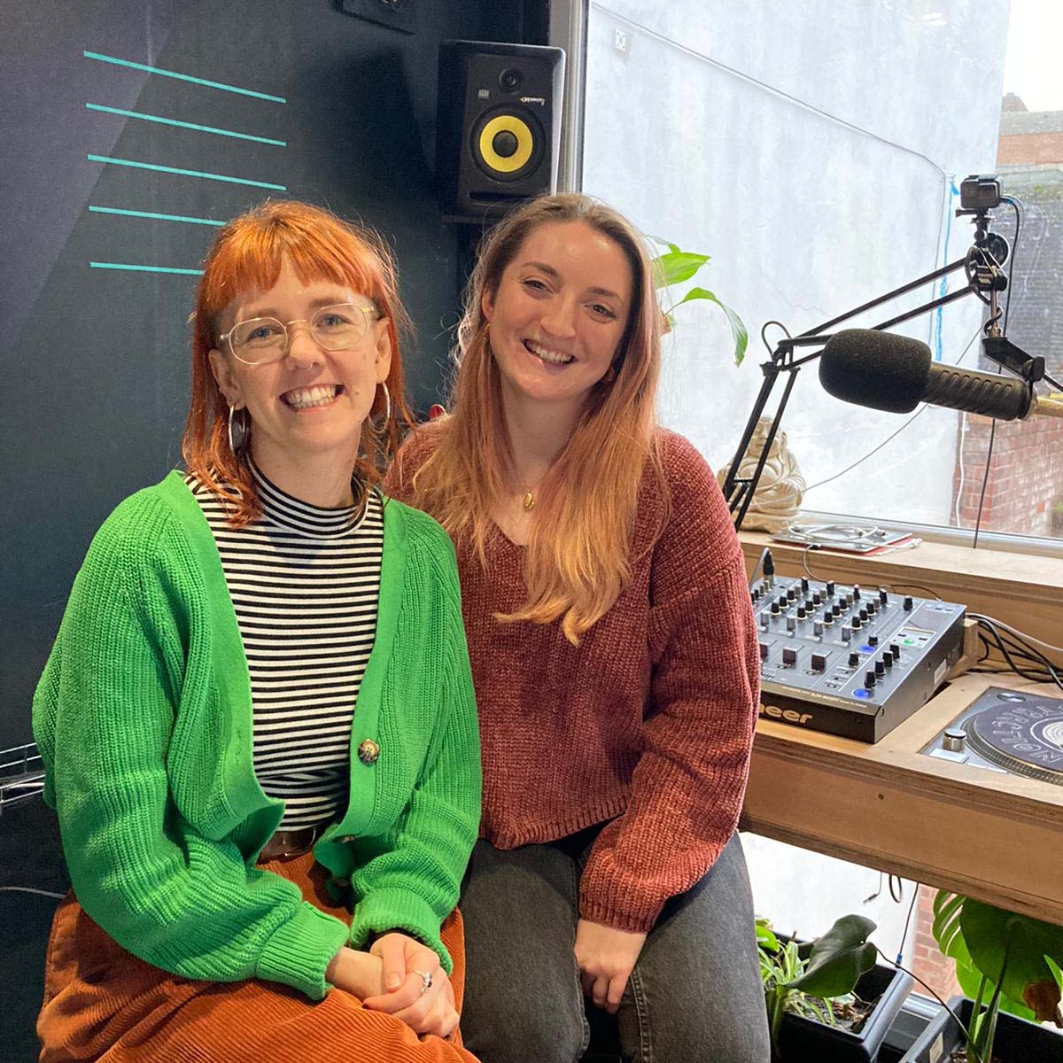 Two women in a studio
