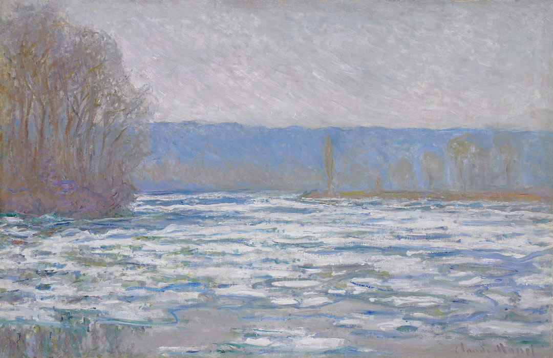 impressionist painting of ice on a river