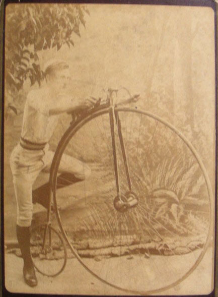William with his penny farthing bicycle