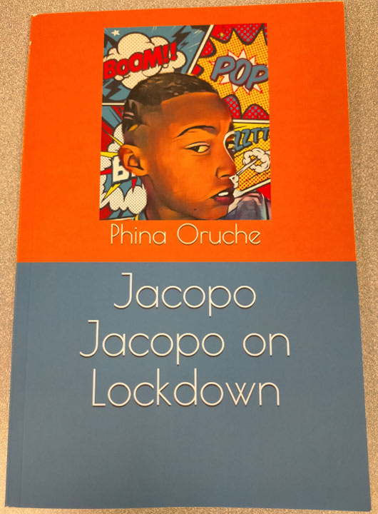 Book cover featuring a boy and cartoon graphics