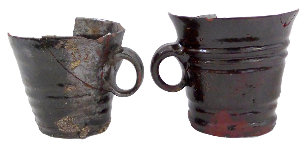 excavated pottery mugs 