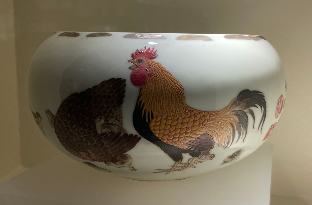 bowl decorated with a rooster