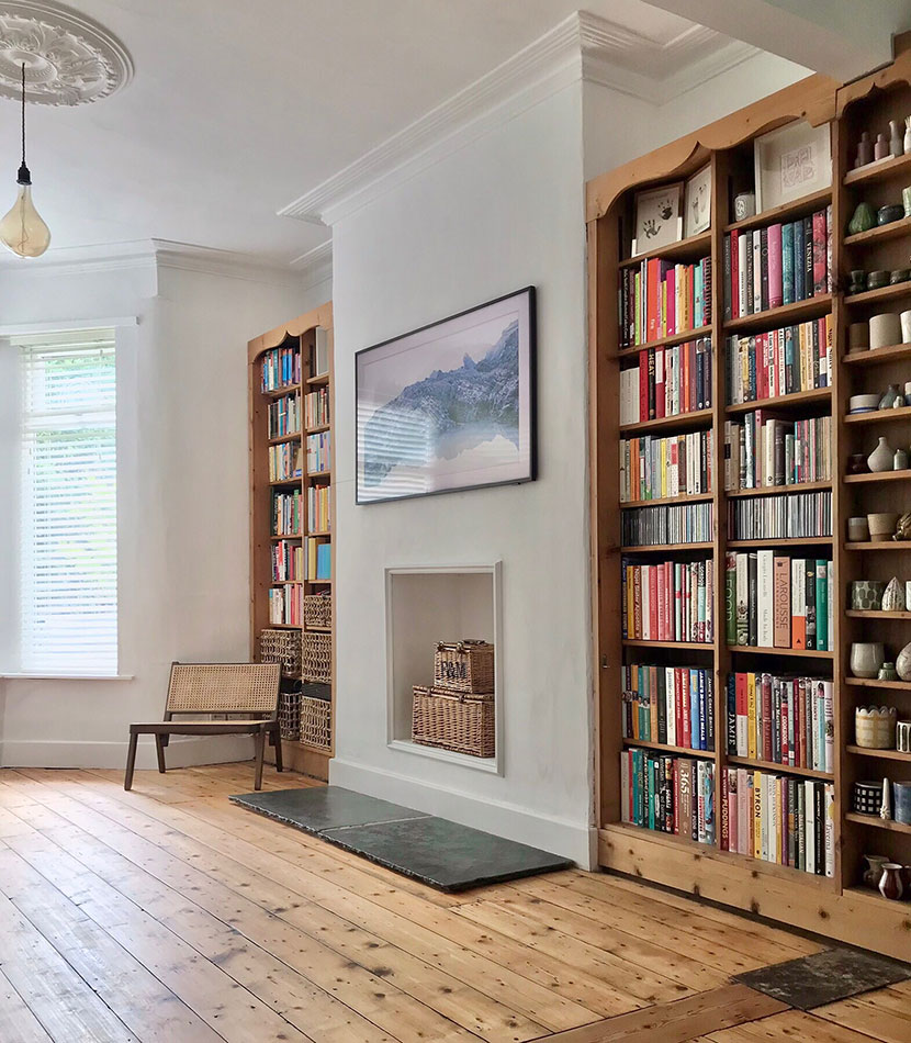 Living room with book cases