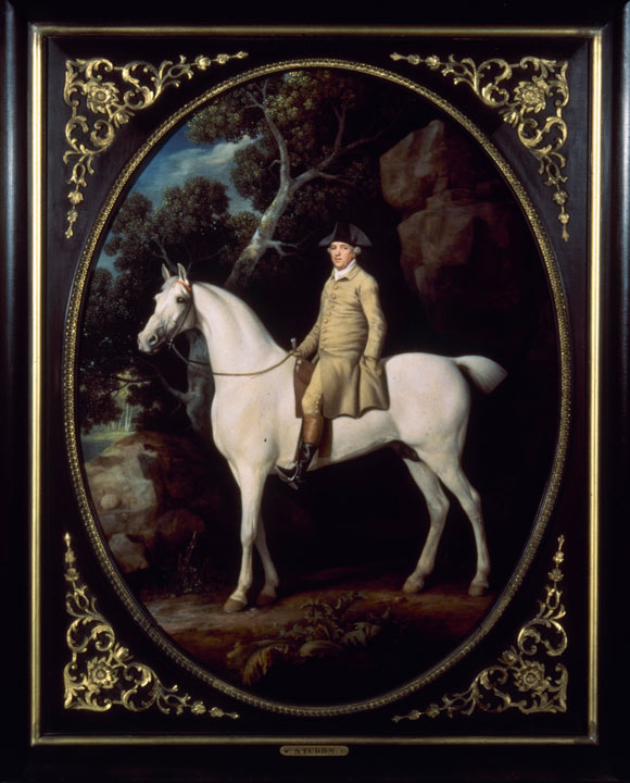 Stubbs on horseback, in decorative frame