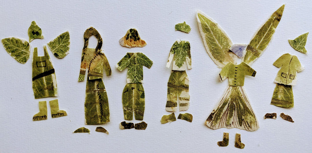 fairy clothes and wings made from cut out prints of leaves